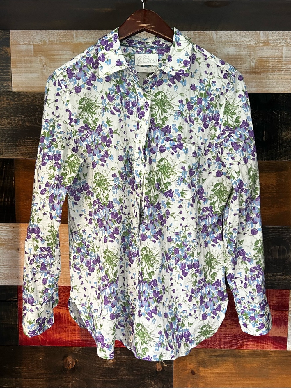 J. Crew Floral Button-Down Shirt in White with floral liberty fabric large